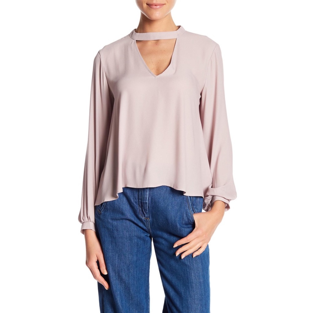 Lush Keyhole Blouse in Pink-Grey